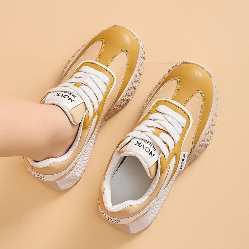 Women's spring new thick-soled versatile color matching breathable heightening shoes ballet sneakers women