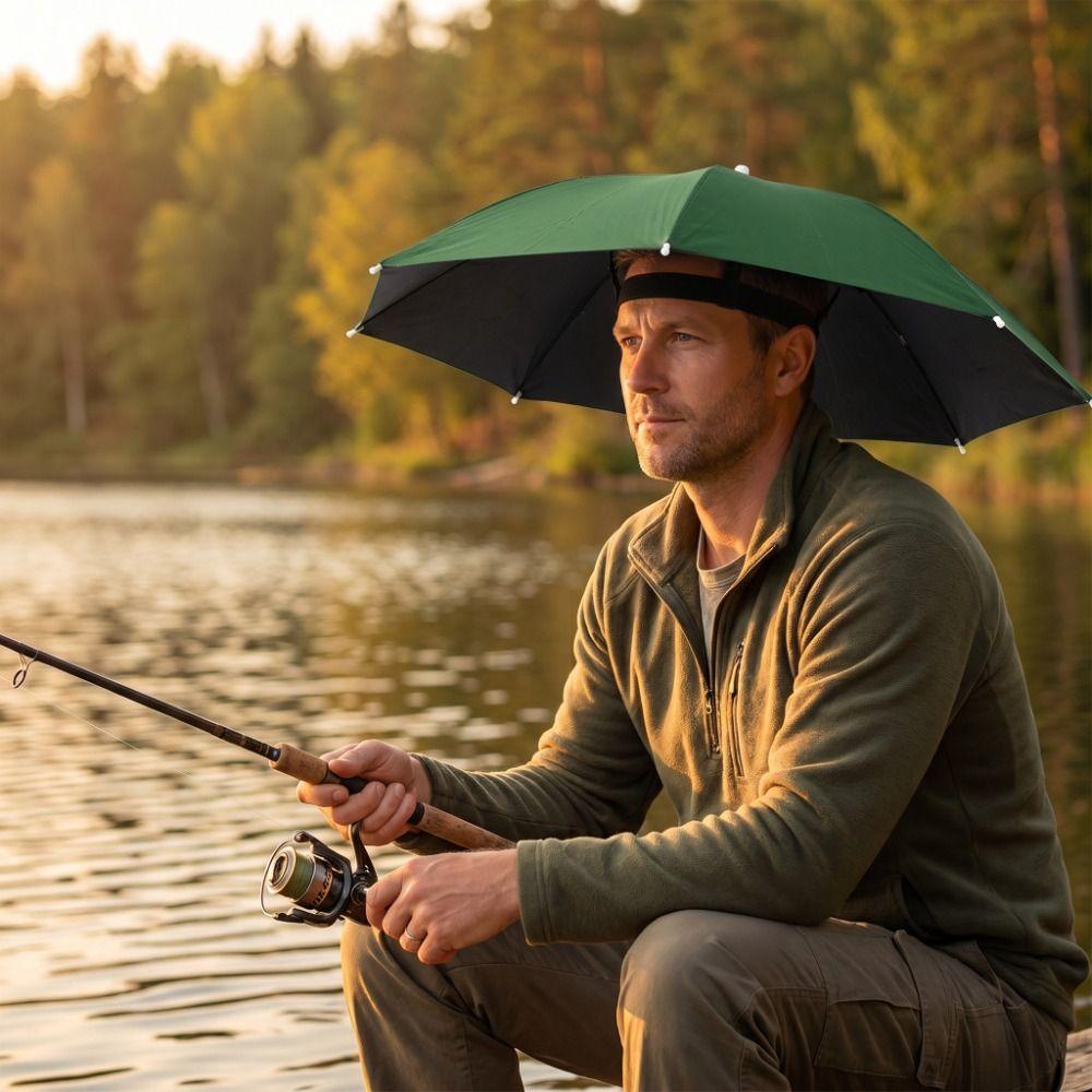 Windproof Portable Umbrella Hat Sunscreen Fishing Head Umbrella Rain Gear Head Umbrella Hat Hiking
