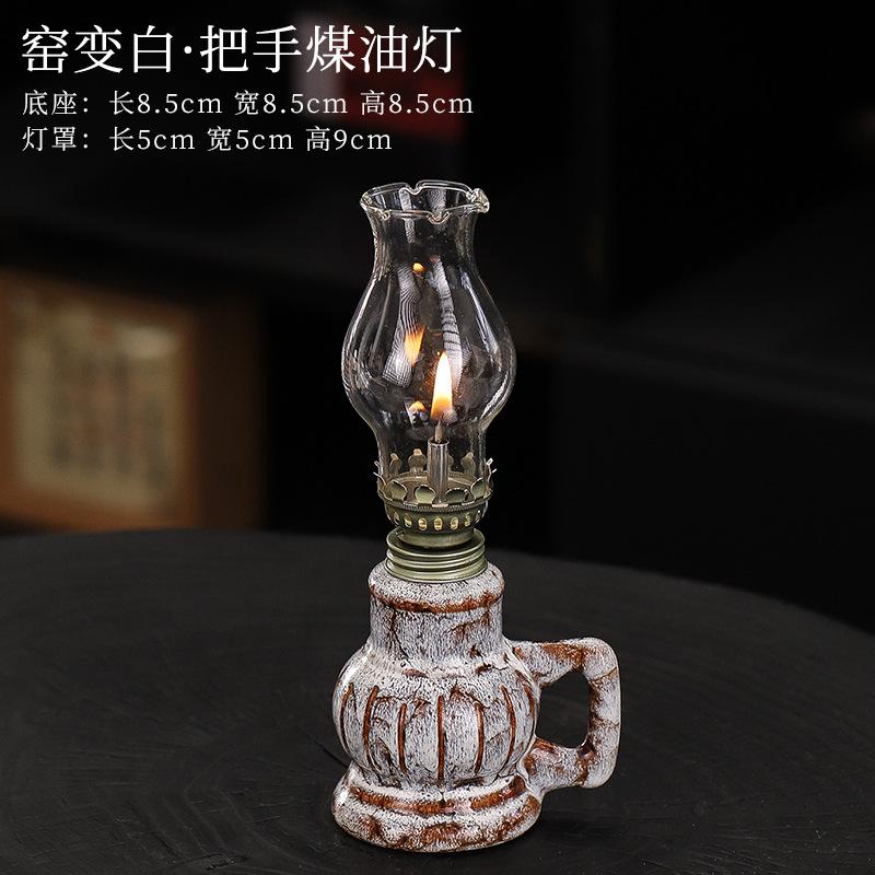 

Vintage ceramic oil lamp, old desktop nostalgic butter lamp, home lighting atmosphere decoration ornaments, photography props