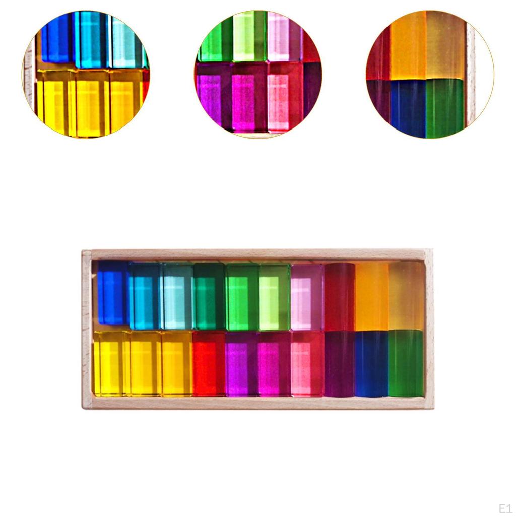 Acrylic Cubes Stacking Toy,Rainbow Cubes,Ideal Gift Rainbow Building Blocks Set