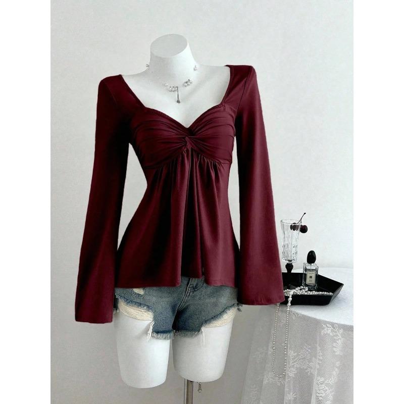 Frühling Herbst Französisches Design Gedrehter Brustkorb Modischer Stil Winter Kapuzenpullover Langarm Damen