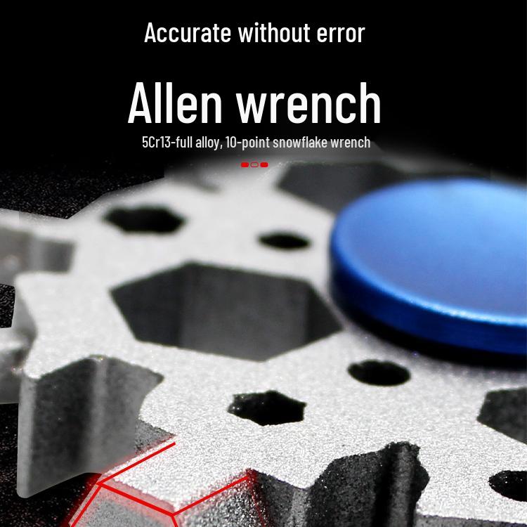 24-in-1 Multifunctional Alloy Steel Snowflake Wrench & Hex Key Finger Spinner Tool