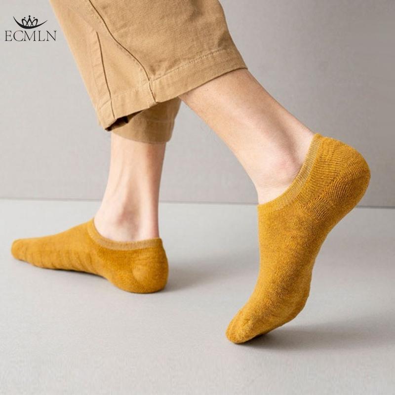 Men's Socks Towel Bottom Boat Socks Sports Thickened Shallow Invisible Socks Silicone Non-slip No-drop Heel Sweat-absorbent Deodorant Men's Socks