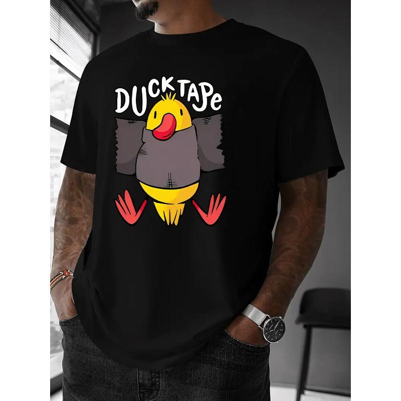 European sizes Cute Duck Tape Print American Trendy Graffiti Letter Print Short Sleeve T-Shirt