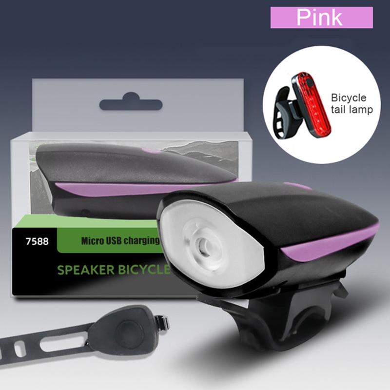 Bicycle Light with Horn USB Rechargeable LED Waterproof MTB Bike Dark Night Outdoor Riding Headlight and Rear Bike Light Set