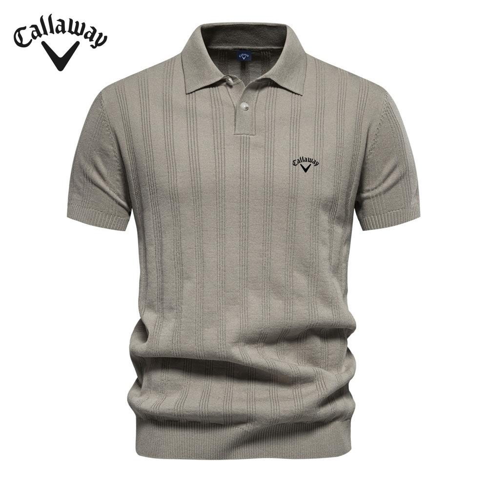 Callaway 2025 Spring/Summer Embroidery New Men's Woolen Polo Sweater Knitted Shirt Short Sleeve Collar Men's T-shirt Top