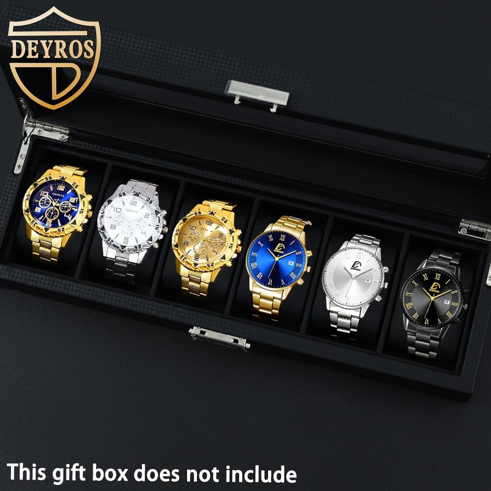 Deyros 6 Pieces Casual Fashion Men S Watch Six-Piece Set Quartz Watch Men S Watch Alloy Belt Men S Watch Men S Ideal Gift
