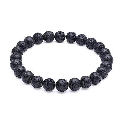 Lavaperlen-Armband, natürliche und originale 8,00 mm Lavasteinperle, dehnbares Schutzarmband in Einheitsgröße für Männer und Frauen