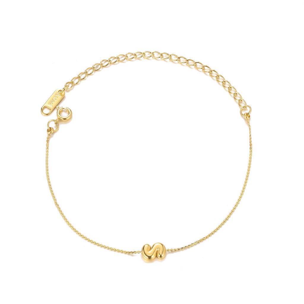 Mini Cute 3D Initials Bubble Letter Chain Bracelet For Women New Gold Color Stainless Steel Waterproof Elegant Christmas Jewelry