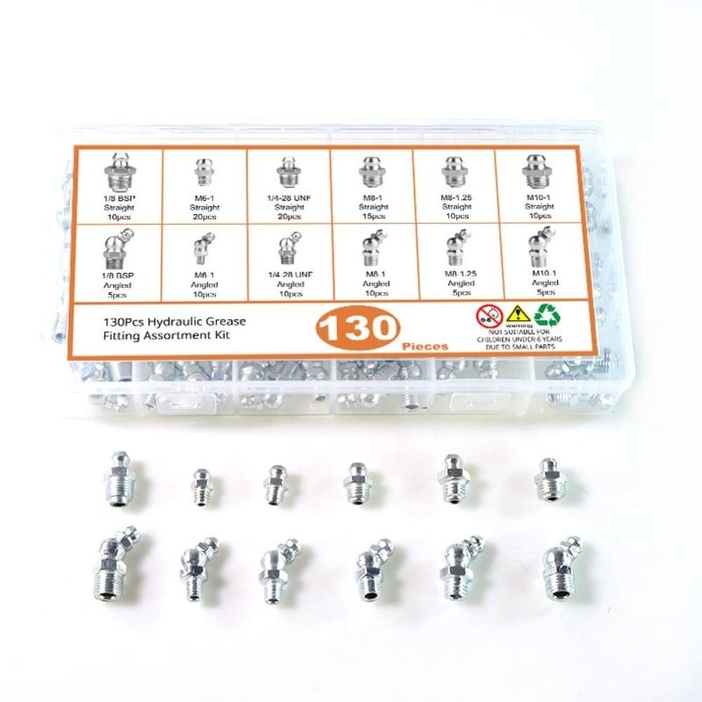 130 Stück SAE & Metrisch & NPT Hydraulik-Schmiernippel Sortiment Automobilgebrauch