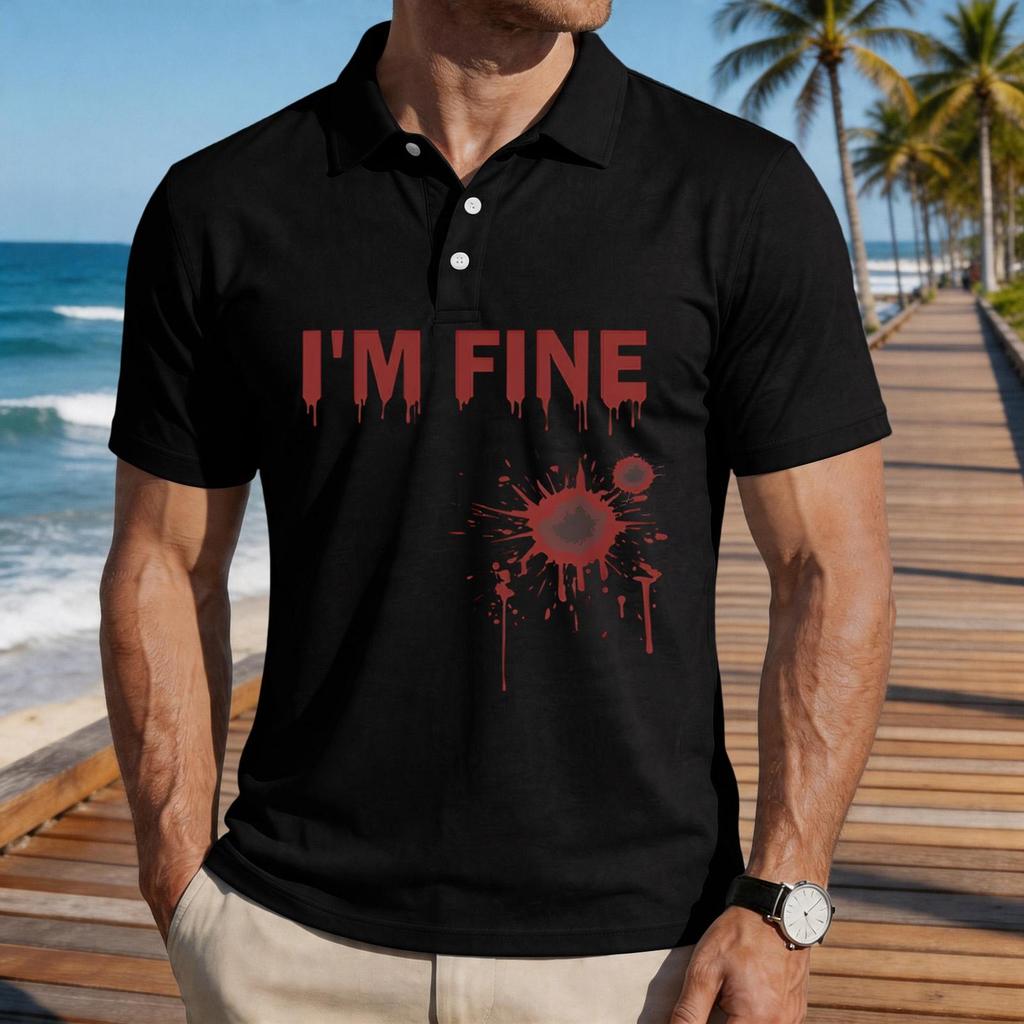 Men's Casual Short Sleeve Polo Shirt Loose Fit Halloween Graphic Print Lightweight Comfortable Top for Everyday Wear
