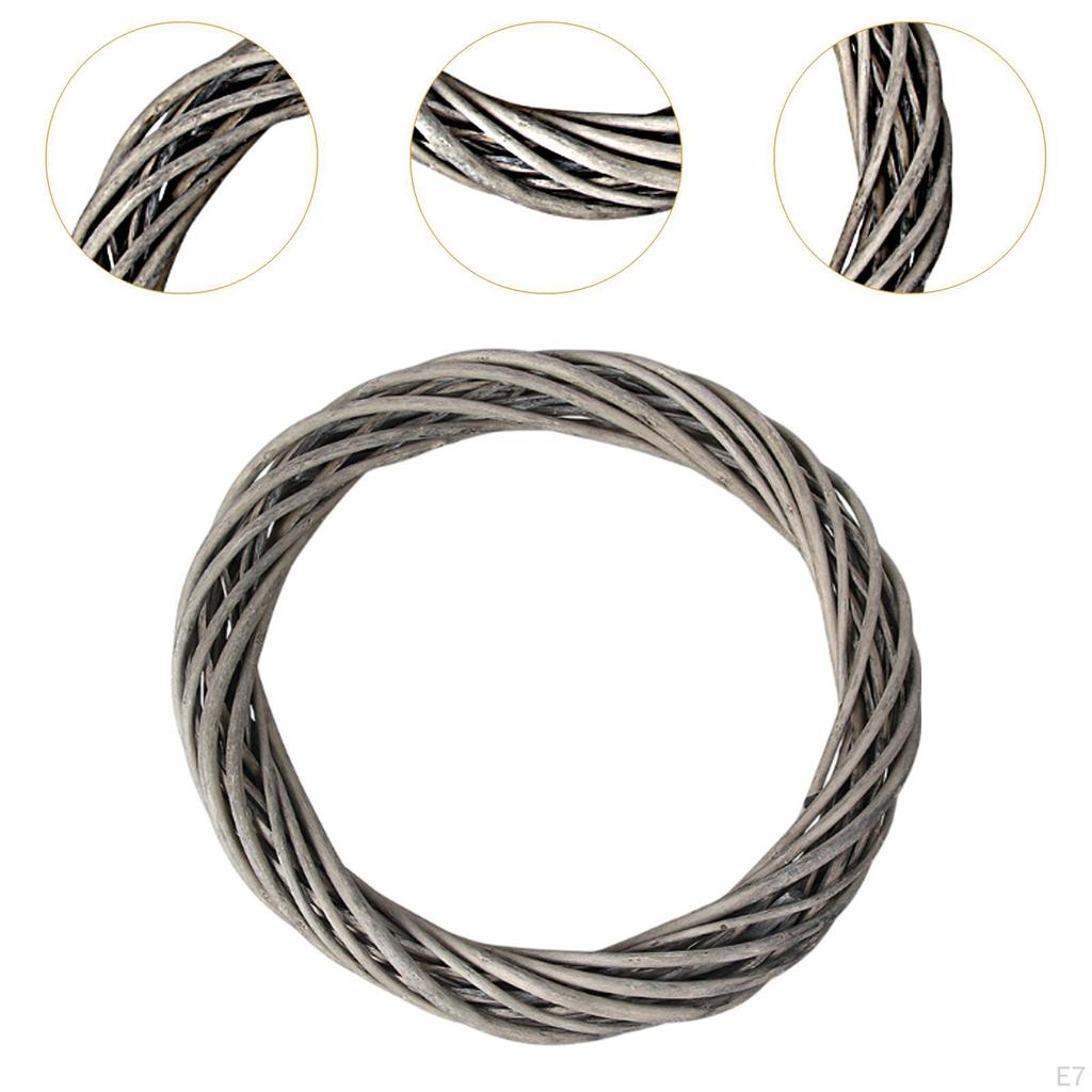 DIY Rattan Wreath Artificial 6" Round Woven Hanging Ornament Crafts for Christmas