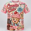 Funny Food Cartoon 3D Print T Shirt Men Women Fries Donut Boba Taco Pretzel Ice Cream Hot Dog Popcorn Cupcake Sushi Summer Tee