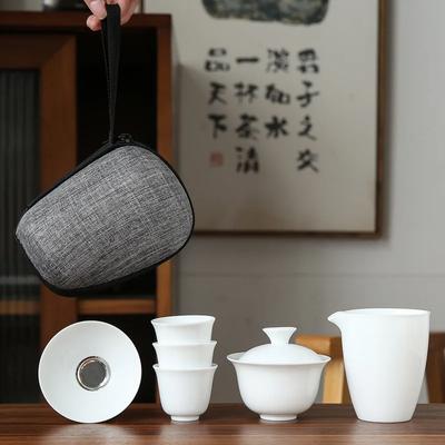 Porzellanservice Gaiwan Teetassen Becher Teezeremonie Teekanne Chinesisches tragbares Kung-Fu-Reiseteeset Keramik-Teetasse mit Filter