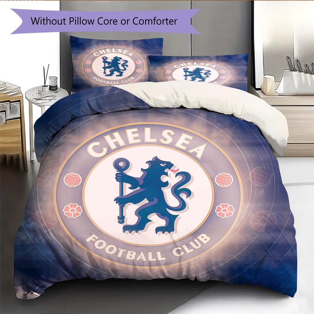 Chelsea FC Pattern Bedding Quilt Set  Home Decoration  Gift (1 * duvet cover + 2 * pillowcase  without core)