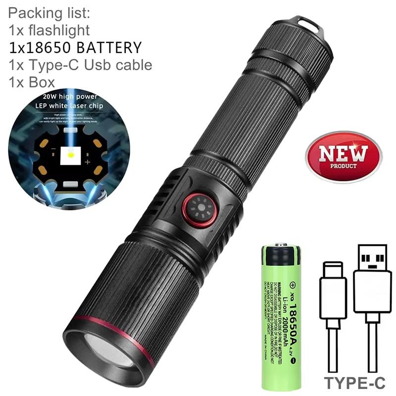 Upgrade 30W Zoom LED High Power flashlight USB Rechargeable Torch Camping Outdoor Hunting Fishing Walking Lighting Lamp