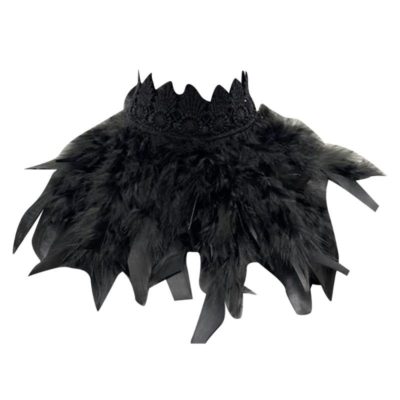 Colorful Real Feather Shawl Great for Halloween Cosplay Evening Party for Ladies Photography Capelet Adjustable Size