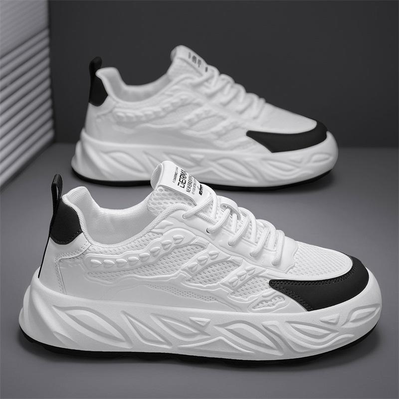 Men s thick-soled heightening fly-woven sneakers student running shoes ins dad shoes 39