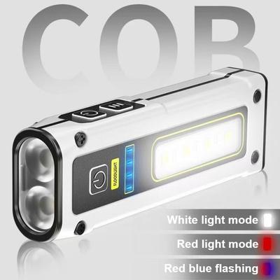 LED-Taschenlampe mit doppelter Lichtquelle, USB-wiederaufladbares Arbeitslicht mit eingebautem Akku, tragbare, zoomfähige Taschenlampe für Haushalt, Notfälle, Camping, Autoreparatur