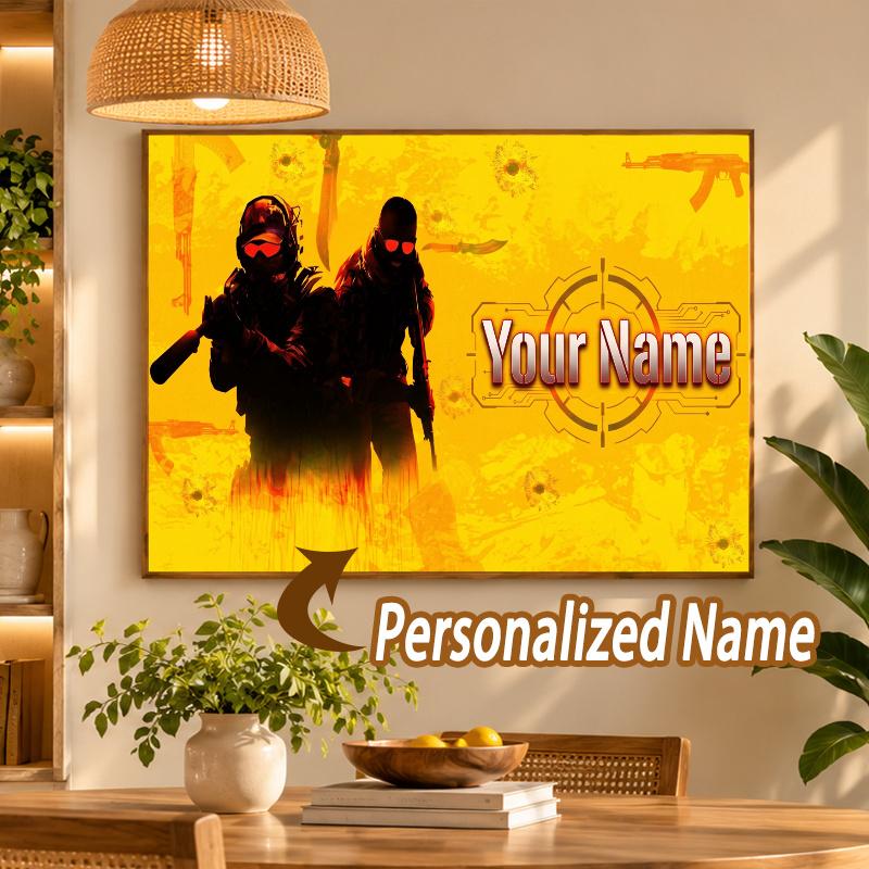 Custom Name Counter-Strike 5D Diamond Painting Personalized Full Drill Diamond Art Kit Gift