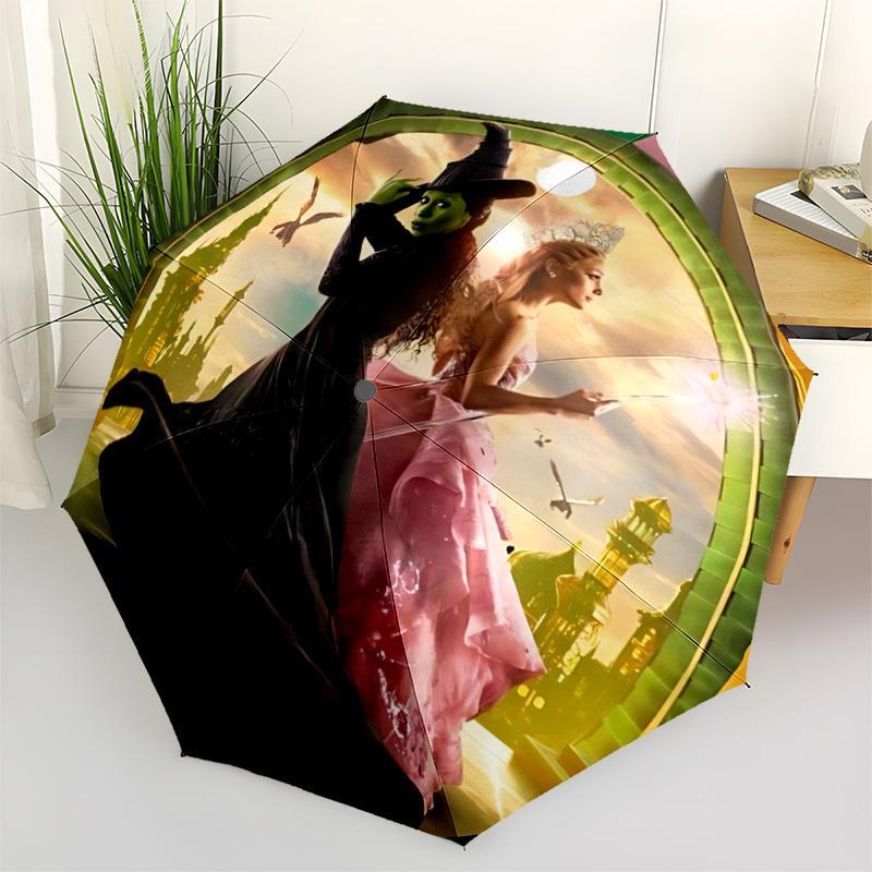 1pc Witch Sorceress Automatic Folding Umbrella - Compact 8-Rib Design, Durable Plastic & Iron, Daily Use F104044