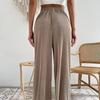 Neue Damen Casual Locker Sitzende Einfarbige Weite Hosen, Plissierte Fließende Hosen mit Drapierter Stoff für Frühling Sommer
