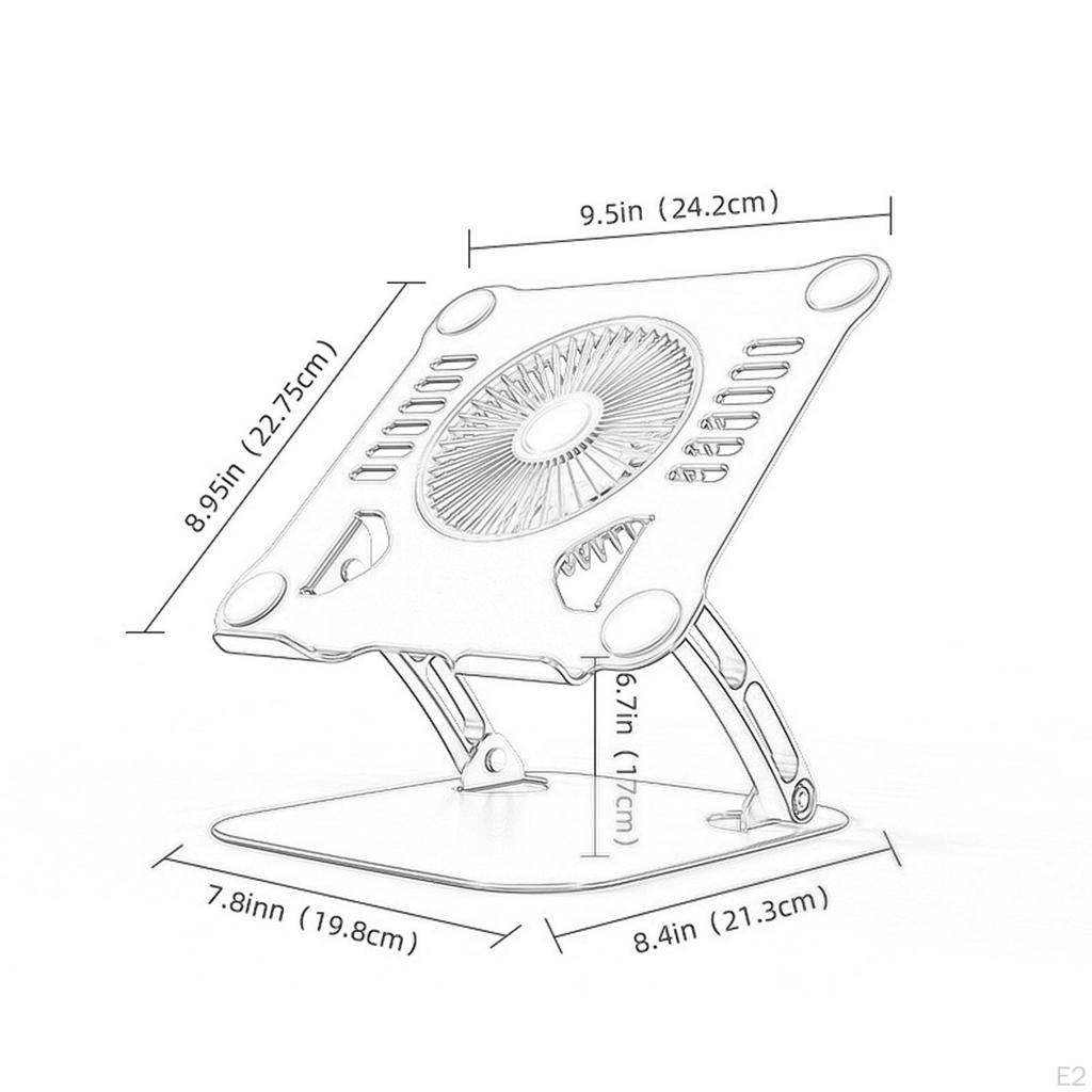 Laptop Holder with Cooling Fan Stand Portable USB Ergonomic Aluminium Alloy
