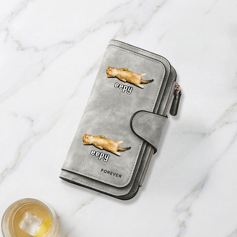 Long Wallet with Sleeping Kitten Print Multifunctional Portable Coin Purse with Clasp Suitable for Daily Commuting Large Capacity Clutch Bag Fun