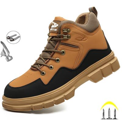 Mode Imperméable Homme Chaussures de Travail de Sécurité Embout Acier Anti Écrasement Baskets Résistantes aux Hautes Températures Chaussures de Soudure