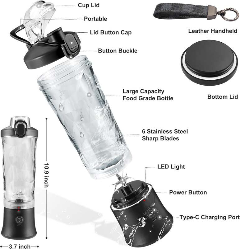 Portable Mini Electric Juicer Blender Personal Rechargeable Button New Machine Outdoor Household Hotel Use