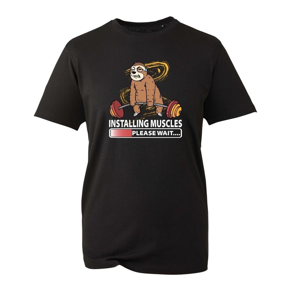 

Installing Muscles Tee; Funny Sloth Gym Workout Quote Unisex Unisex T-Shirt XL