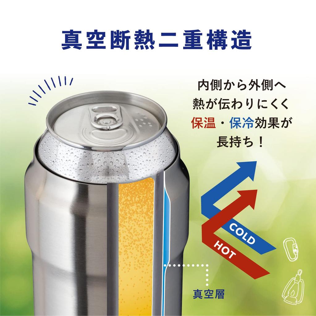 Atlas Vacuum Insulated Silver Can Holder for 350ml Ideal for Camping and Perfect for Pairs of Canned Cans, Outdoors, Beer, AWCH-350SV2P