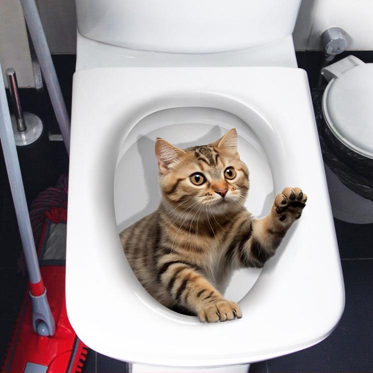 3D cat toilet sticker, wall sticker, bathroom toilet seat cover, decorative renovation, self-adhesive wall sticker