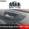 For Nissan Rogue X-trail    Carbon Fiber Car Inner Door Handle Bowl Cover Trim Decoration Trims Interior Accessories