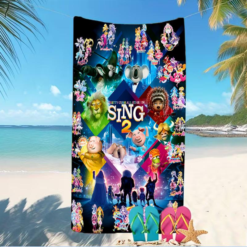 Beach Towel with Sing Pattern - soft,absorbent,machine washable Lightweight&Modern,swimming,Travel Essentials