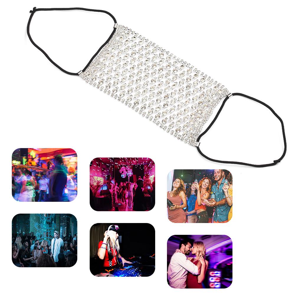 Glitter Party Mask For Women Barode Sparkly Rhinestone Mesh Mask Black ...