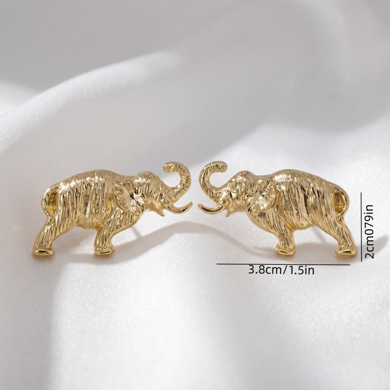 Retro fashion creative Thai style elephant striped earrings high-end stud earrings simple and versatile earrings