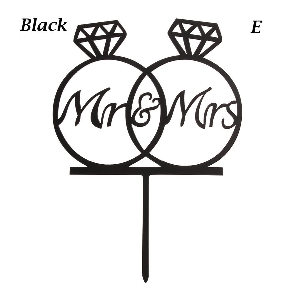 Black Gold Marriage Party Supplies DIY Crafts Cake Topper Wedding Supplies Bride Groom Mr Mrs Acrylic Decor