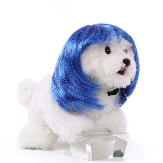 Peluca divertida para mascotas, suave, brillante, antideslizante, con banda elástica, pelo liso, para gato, fiesta de Halloween, Navidad, tocado de cosplay, accesorio de fotografía, peluca para perro y gato