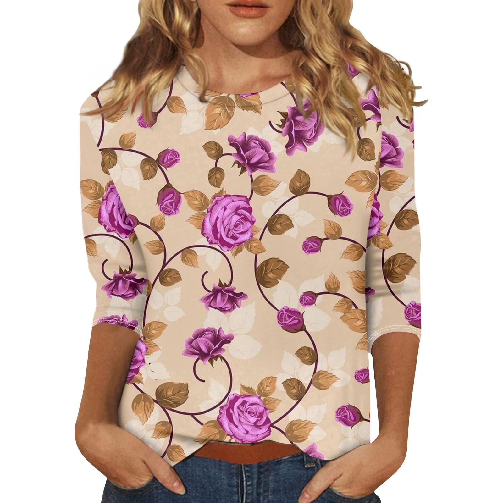 

Женская мода повседневная футболка с круглым вырезом и рукавом три четверти с принтом, летняя одежда для женщин, корейская популярная одежда 3XL