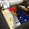 Gold Music Notes and Piano Pattern Carpet with Red and Blue Design Suitable for Use As an Anti-slip for Living Room Bedroom Sofas