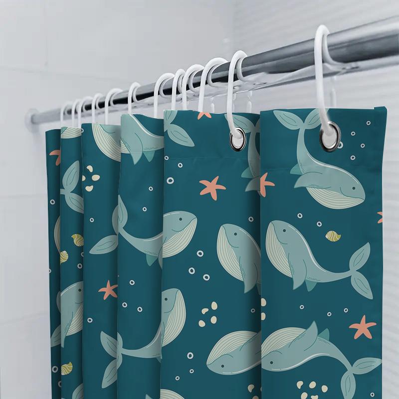 Whimsical Fish Blue Shower Curtain For Bathroom Decor With Seashell Design Home Textiles Available In Multiple Sizes At