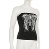 Gothic Print Black Tube Top Women Strapless Skinny Cropped Tops Summer Casual Chic Graphic Tees Y2k Streetwear Vest Basic