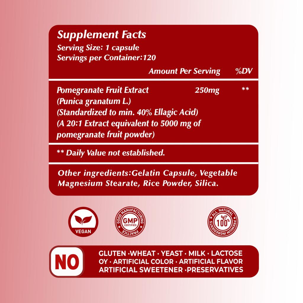 Pslalae Integratore alimentare, contenente 20:1 estratto di melograno altamente concentrato, nutrimento antiossidante naturale