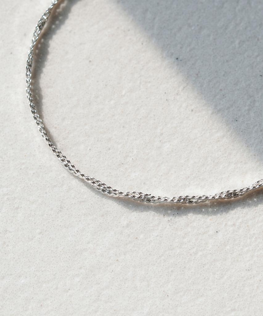 Alleun Silver 925 Thin Chain Cut 3-Strand Twist Bracelet
