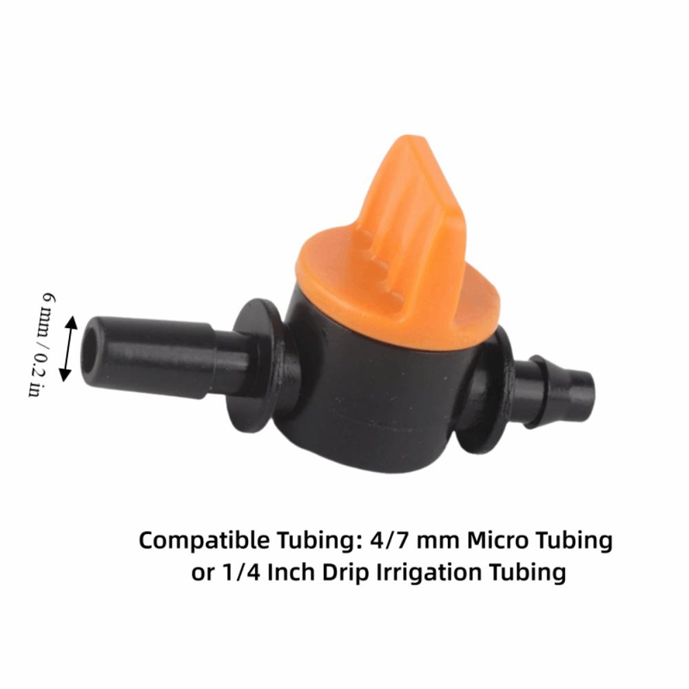 50pcs PP Drip Irrigation Valve Compact 4/7mm Micro Tubing Drip Irrigation Switching Valve Mini 6mm Outer Diameter