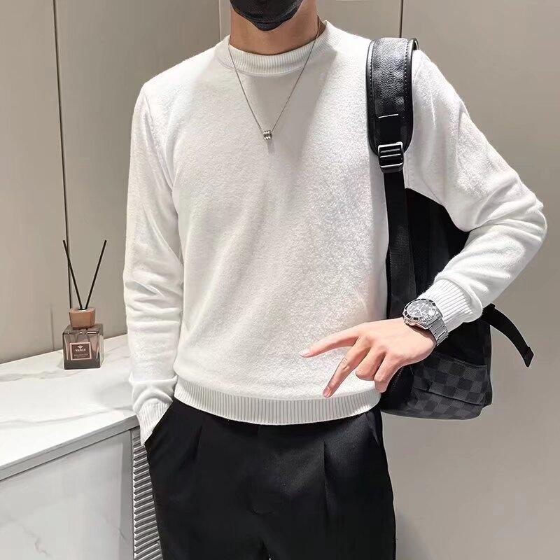 

Весна 2024 мужской свитер пэчворк разных цветов приятная для кожи ткань модный универсальный топ повседневная рубашка с длинными рукавами 3XL белый