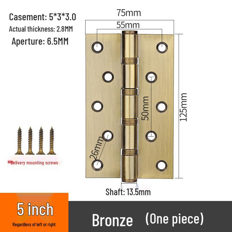 304 Stainless Steel American-Style Widened Hinge for Wood, Metal, and Fire Doors