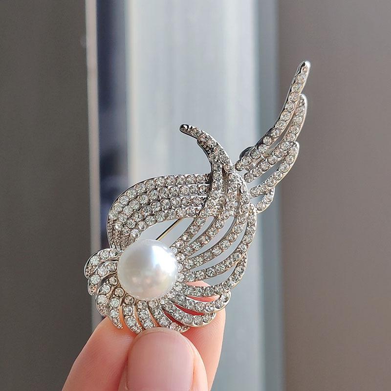 

Брошь в виде перьев ангельских крыльев, высококачественный женский жемчужный корсаж, дизайн, булавка для костюма, аксессуары для темперамента