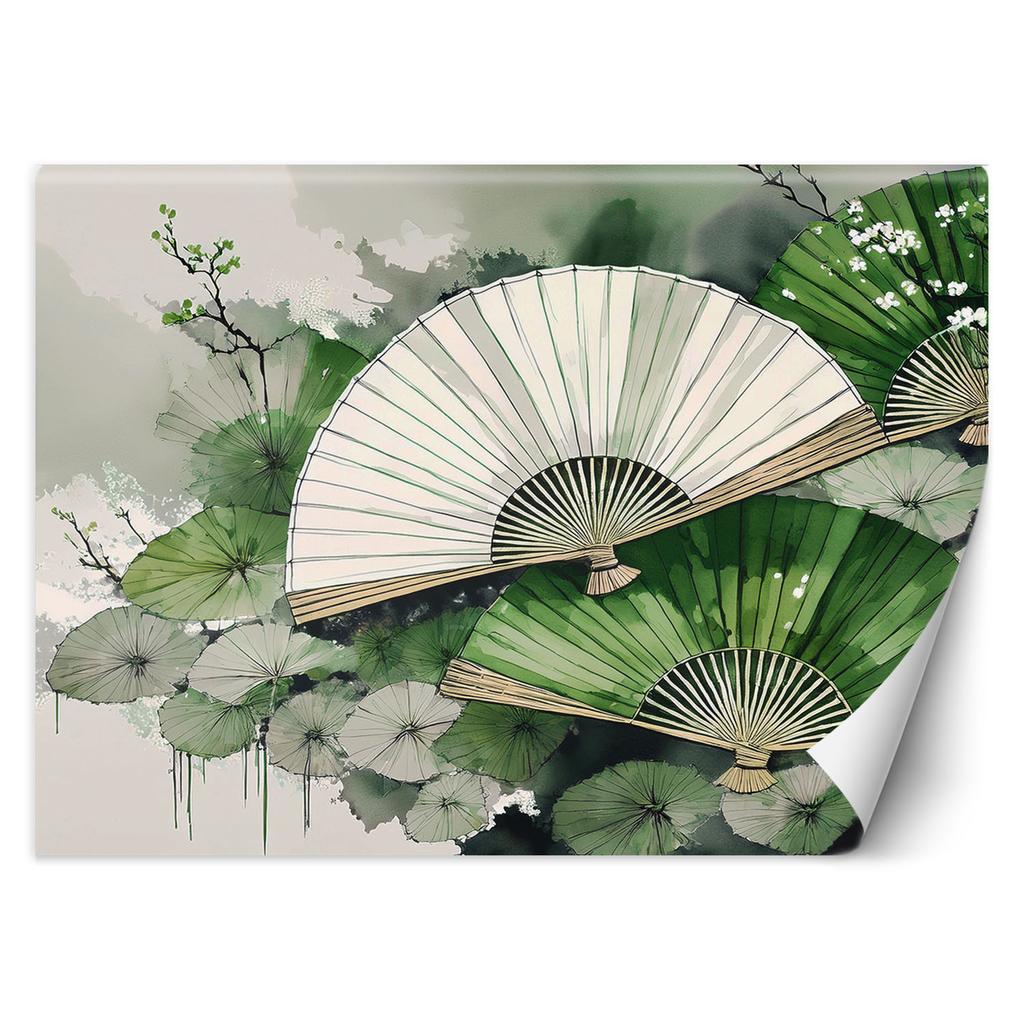 Wallpaper Green Japanese Fan